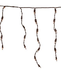 100 Count Clear Mini Icicle Christmas Lights, 3.5' Brown Wire