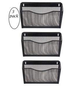 YBM Home Mesh Wall Mount File Holder Black 13.1"x3.75"x8.5", 3 Pack