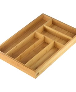 YBM HOME Bamboo Cutlery and Knives Tool Tray with 6 Fixed Compartments
