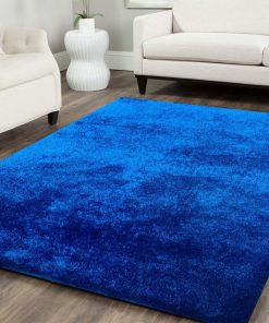 "Fuzzy Shaggy" Hand Tufted Area Rug, Electro Blue