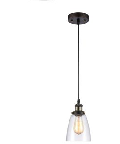 "MANETTE" 1 Light Rubbed Bronze Ceiling Mini Pendant 6" Shade
