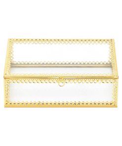 Zingz & Thingz Gold Motif Glass Jewelry Box in Gold