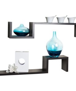 "S" Wall Mount Shelves Set of 2, Walnut