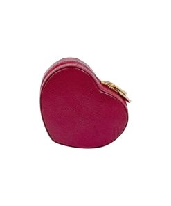 "Lizard" Leather Small Heart Shaped Jewelry Box, Red