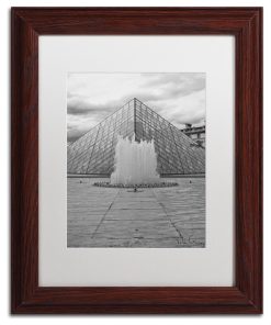 "Paris Deux - Louvre" Framed Art by Yale Gurney, Wood, White, 11"x14"