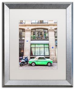 "Little Green Parisian" Art by Yale Gurney, Silver, White, 16"x20"
