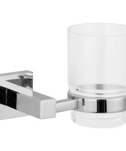 Zane Clear Glass Stainless Steel Wall Mount Tumbler, Polished Chrome