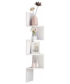 Zig Zag 4-Tier Corner Wall Shelf, White
