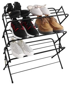Zenree 4 Tier Shoe Rack/Shelf Organizer - Stackable Storage Closet Rack, Black