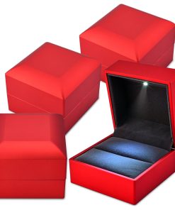 Yescom LED Ring Box Jewelry Wedding Engagement Lighted Ear Ring Case 4 Pack