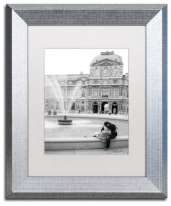 "Paris Kiss" Framed Art by Yale Gurney, Silver, White, 11"x14"