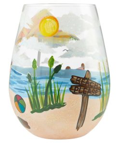 "Beach Please" Stemless Wine Glass