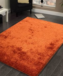"Fuzzy Shaggy" Hand Tufted Area Rug, Rust