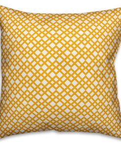 Yellow Lattice Pattern Outdoor Throw Pillow, 16"x16"