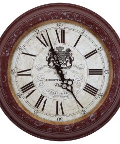Yosemite Circular Iron Wall Clock with Distressed Red Iron Frame