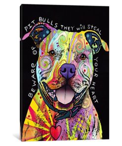 "Beware Of Pit Bulls" Wrapped Canvas Art Print, 18x12x0.75