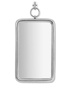 Gareth Modern Handcrafted Rectangular Aluminum Wall Mirror, Silver
