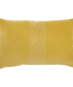 Yellow Lumbar Pillow With Center Pattern