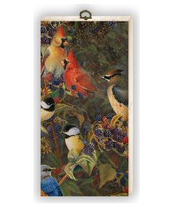 "Berry Bush Songbirds" Cutting Board, 6"x12"