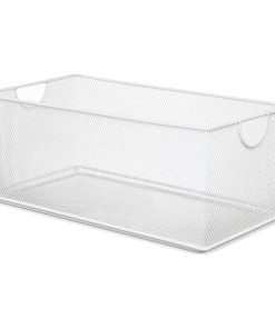 YBM Home White Wire Mesh Open Bin Basket 15.5"x8"x6.1"