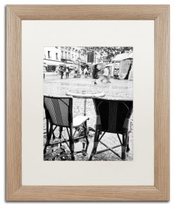 "Paris Cafe for 2" Framed Art by Yale Gurney, Birch, White, 16"x20"