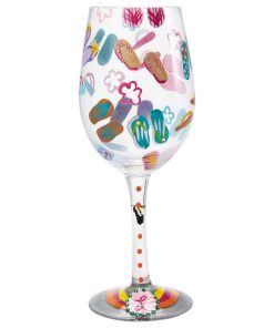 "Flip Flops Too" Wine Glass