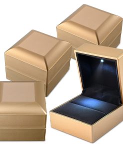 Yescom LED Ring Box Jewelry Wedding Engagement Lighted Pin Coin Case 4 Pack