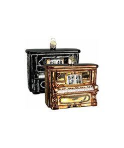 Old World Christmas, #38017 Glass Blown Ornament Upright Piano, Set of 2