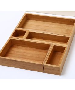 YBM HOME Bamboo Drawer Organizer Boxes for Home, Kitchen, Set of 5