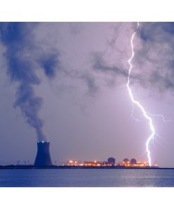 "Lightning and Salem Power Plant 2" Landscape Photo Unframed Wall Art Print, 16"