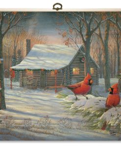 "Cozy Winter Cabin" Cutting Board, 12"X12"