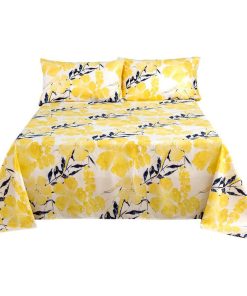 Yellow Floral Watercolor Microfiber Flat Sheet