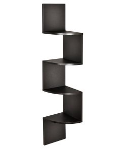 Zig Zag 4-Tier Corner Wall Shelf, Black