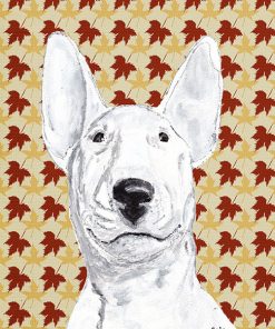 Bull Terrier Fall Leaves Flag Canvas House Size