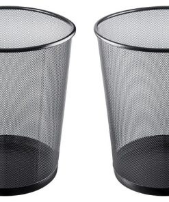 YBM Home Black Steel Mesh Wire Round Open Top Waste Basket 4.75 Gallon, 2-Pack