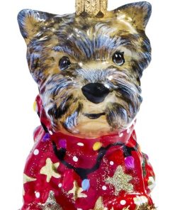 Yorkshire Terrier W/Ugly Christmas Sweater Ornament