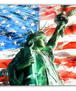 "Lady Liberty on US Flag" Canvas Painting