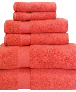 Zero Twist Cotton 6-Piece Bath Towel Set, Coral