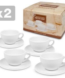 #4 Two Giftboxed Sets of 4 Coffee Bar Cappuccino Cups and Saucers