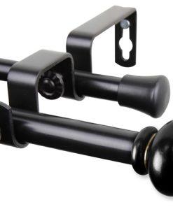 Yolanda Double Curtain Rod, Black, 28-48"