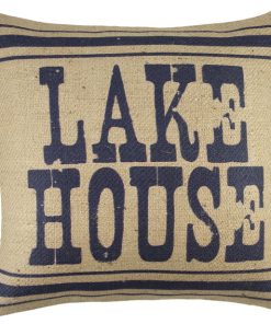 "Lake House" Burlap Pillow, Navy