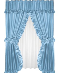 "Lauren" Double Swag Shower Curtain, Light Blue