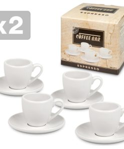 #1 Two Giftboxed Sets of 4 Coffee Bar Espresso Cups and Saucers