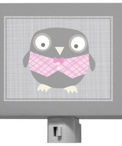 "Happy Owl" Canvas Wall Art by Vicky Barone, Gray and Pink