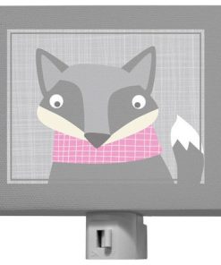 "Happy Fox" Canvas Wall Art by Vicky Barone, Gray and Pink