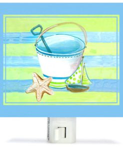 "Day at the Beach" Canvas Art Night Light by Shelly Kennedy, Lime and Turquoise