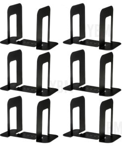 YBM Home Black Heavy Duty Metal Bookends for Office Shelves and Desk (6 PACK)