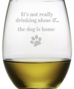 "if the Dog is Home" Stemless Wine Glasses, Set of 4