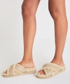 Zelie Fawn Beige Shearling Slides