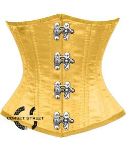 Yellow Satin Double Boned Underbust Gothic Halloween Corset